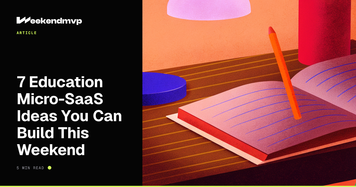 An open composition notebook on a dark desk with a pencil beside it, mint side light, no readable writing